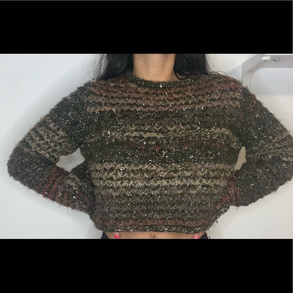Zara Multi Colored Knit Crop sweater. Size Small